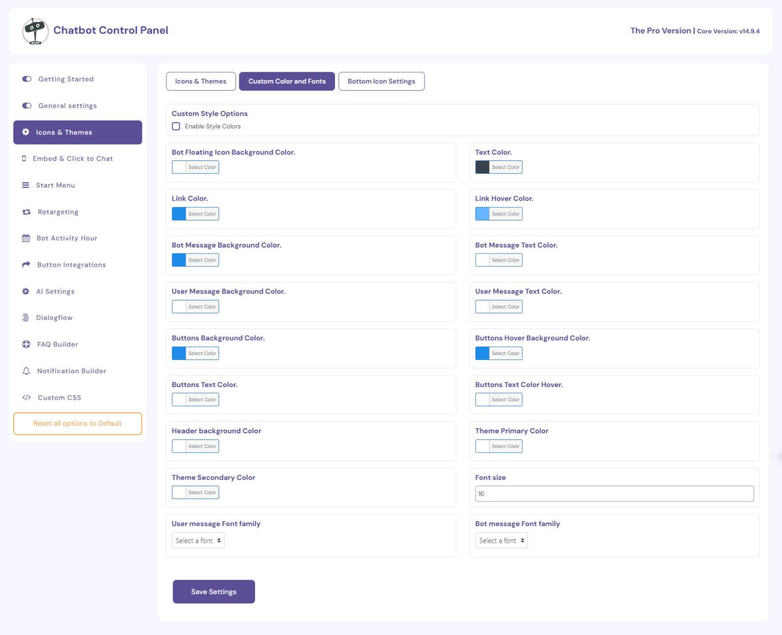 CUSTOM COLOR OPTIONS - WPBot Pro Docs
